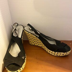 Anne Klein Black Wedge Sandals